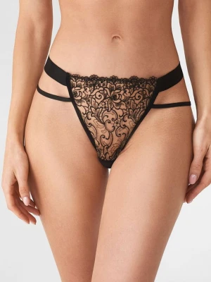 Stringi damskie z satynową gumą i ozdobnym haftem Praline Poupee Marilyn