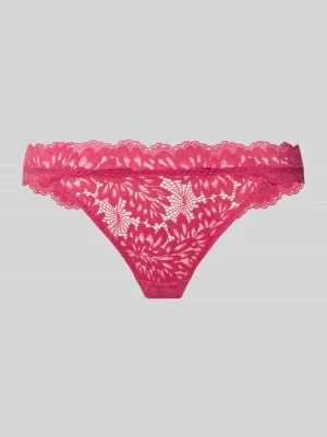 Stringi o kroju slim fit z kwiatowej koronki model 'Lime' NEO NOIR