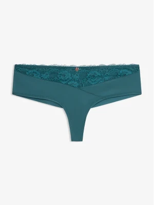 Stringi panty z elegancką koronką i bezszwowym tyłem BonPrix niebieski