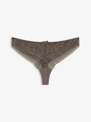 Stringi z delikatnej koronki (2 szt.) BonPrix szary