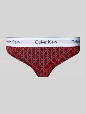 Stringi z elastycznym pasem i detalami z logo Calvin Klein Czerwony