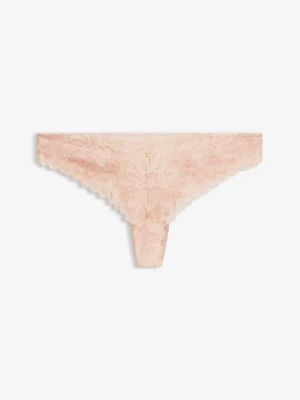 Stringi z eleganckiej koronki BonPrix beżowy