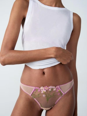 Stringi z haftowanego tiulu Etam mauve
