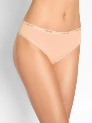 Stringi z koronką z bawełny organicznej i włókna bambusowego beżowe Julia POUPEE