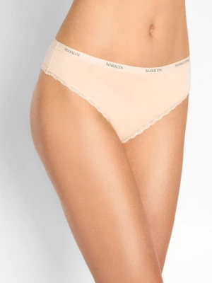 Stringi z koronką z bawełny organicznej i włókna bambusowego cieliste Julia POUPEE