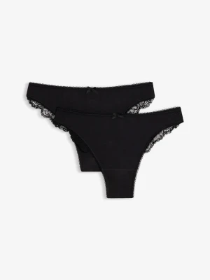 Stringi z miękkiego modalu (2 szt.) BonPrix czarny
