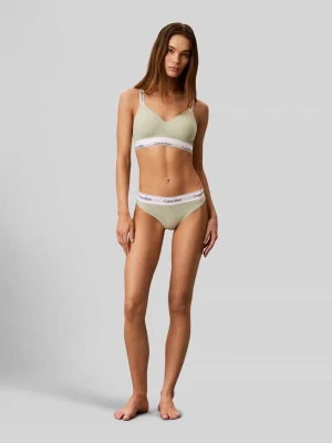 Stringi z mieszanki bawełny Calvin Klein Jasnozielony