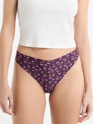 Stringi z mikrofibry bez szwów z motywem wiśni Etam