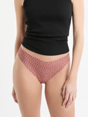 Stringi z mikrofibry bezszwowe w serduszka Etam rose pale