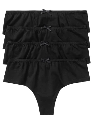 Stringi z wygodnej bawełny (4 pary) BonPrix czarny