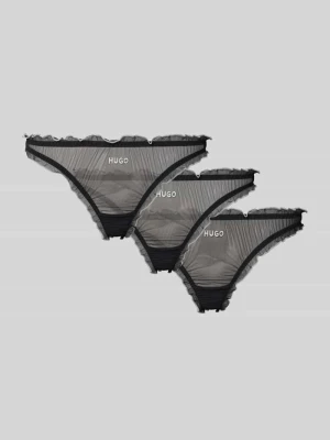Stringi z wyhaftowanym logo w zestawie 3 szt. model ‘MESH’ HUGO