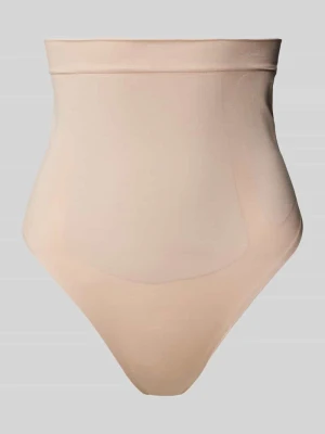 Stringi z wysokim stanem i nadrukiem z logo Calvin Klein Beżowy