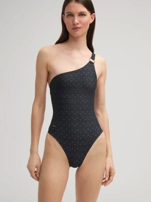 Strój kąpielowy w kolorze czarno-szarym z chabrowym wzorem Joop