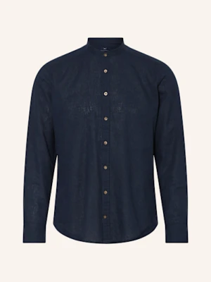 Strokesman's Koszula Regular Fit Z Dodatkiem Lnu I Stójką blau