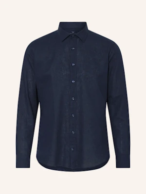 Strokesman's Koszula Z Dodatkiem Lnu Regular Fit blau