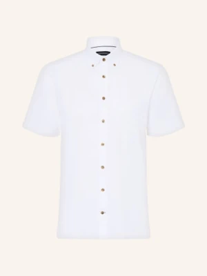 Strokesman's Koszula Z Krótkim Rękawem Comfort Fit Z Lnem weiss