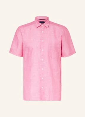 Strokesman's Koszula Z Krótkim Rękawem Z Dodatkiem Lnu Regular Fit pink