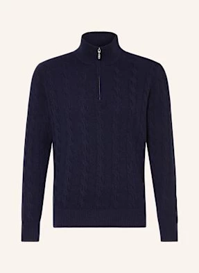 Strokesman's Sweter Typu Troyer Z Kaszmiru blau