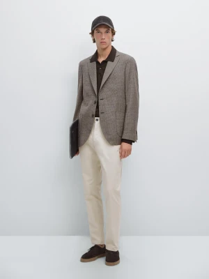Structure Slim Fit Trousers - Popielaty - - Massimo Dutti - Male