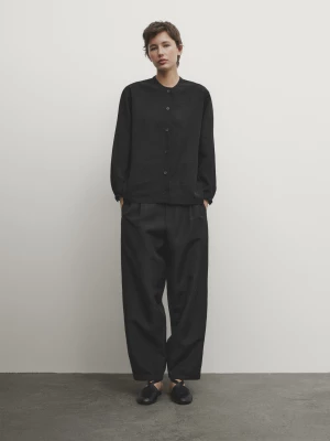 Strukturalna Koszula Z Guzikami - Czarny - - Massimo Dutti - Kobieta