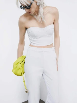 Strukturalny bustier z krepy Patrizia Pepe szary