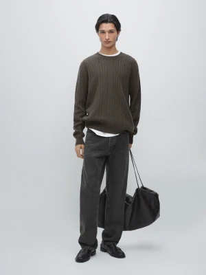 Zdjęcie produktu Strukturalny Sweter Z Dzianiny - Brązowy - - Massimo Dutti - Mężczyzna