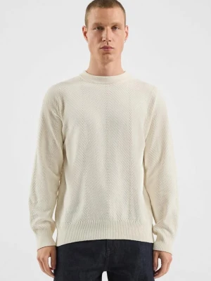 Strukturalny sweter z dzianiny QS kremowy