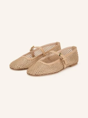 Stuart Weitzman Baleriny Typu Mary Jane Z Kamieniami Ozdobnymi beige