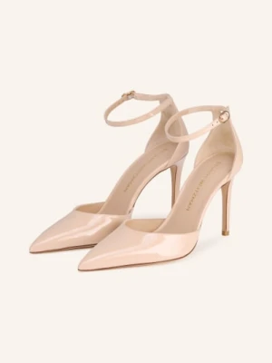 Stuart Weitzman Lakierowane Czółenka Stuart Power Strap beige