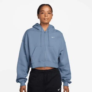 Studio Fleece Oversized Crop Full Zip Hoodie Nike niebieski