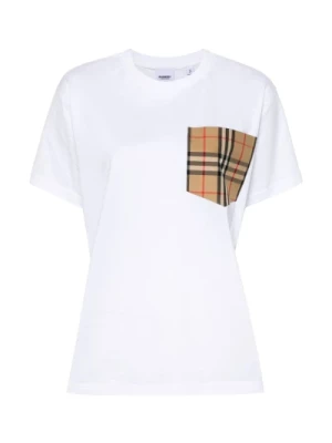 Stylowa biała koszulka z wzorem Burberry Burberry