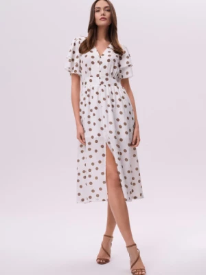 stylowa biała sukienka w groszki Greenpoint