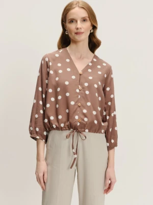 Stylowa bluzka z rękawem 3/4 i nadrukiem w groszki Greenpoint