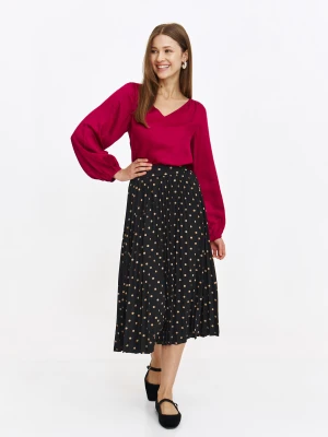 Stylowa czarna spódnica z nadrukiem w groszki Top Secret
