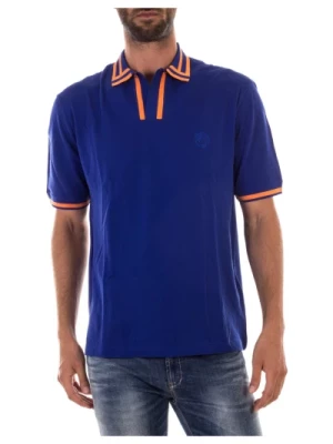 Stylowa Koszulka Polo Niebiesko Pomarańczowa Versace