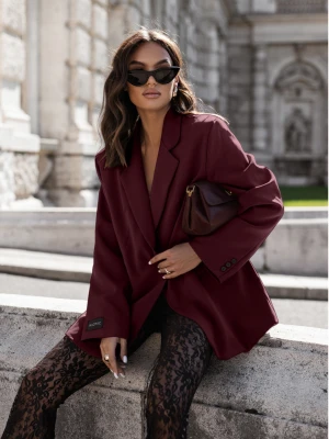 Stylowa marynarka oversize NEMERIA - bordowa  magmac 