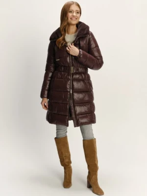 Stylowa pikowana kurtka z paskiem w talii Greenpoint