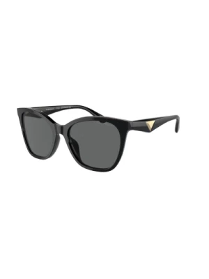 Stylowe czarne okulary przeciwsłoneczne z ciemnoszarymi soczewkami Emporio Armani