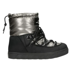 Srebrne śniegowce damskie relaks z połączenia skóry licowej i materiału r 55122-89