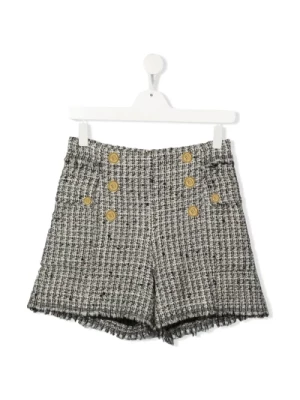 Stylowe Frayed Shorts z detalami z Tweedu Balmain