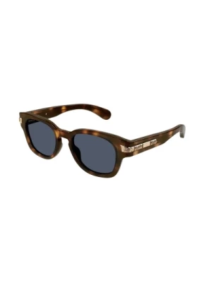 Stylowe Niebieskie Okulary przeciwsłoneczne z Ramą Havana Gucci