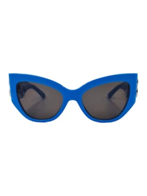 Stylowe Niebieskie Okulary Przeciwsłoneczne z Srebrnym Logo Balenciaga
