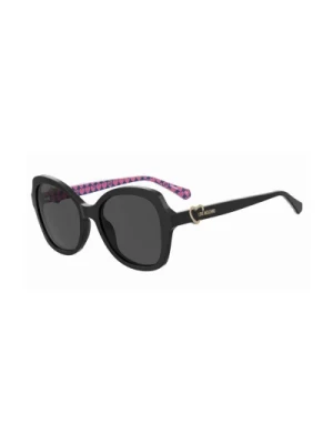 Stylowe okulary przeciwsłoneczne w czarnym i szarym Moschino