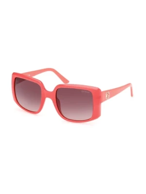 Stylowe okulary przeciwsłoneczne w różowym/brązowym ombre Guess