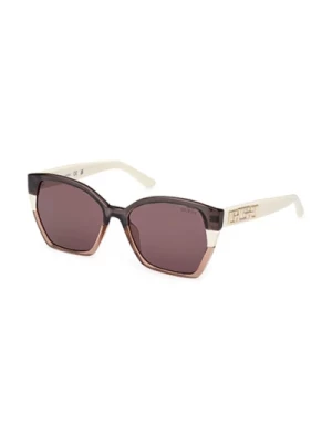 Stylowe okulary przeciwsłoneczne w szarym i fioletowym Guess