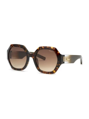 Stylowe okulary przeciwsłoneczne z brązowymi szkłami gradientowymi Chopard