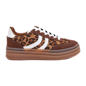 Zdjęcie produktu Stylowe Sneakersy W Panterkę Na Platformie Brązowe