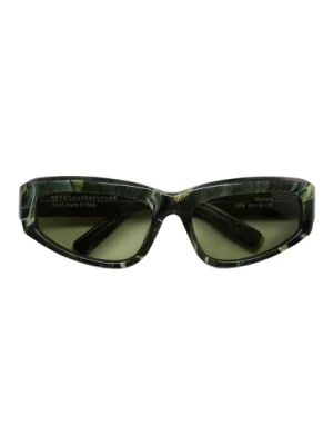 Stylowe zielone marmurowe okulary przeciwsłoneczne Retrosuperfuture