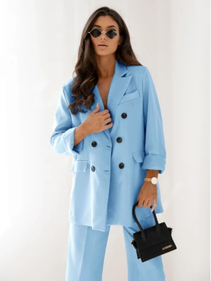 Stylowy garnitur marynarka i spodnie ULLA - błękitny  magmac 