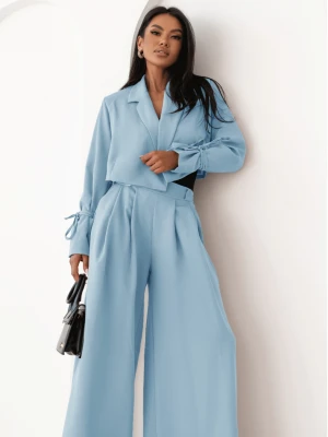 Stylowy garnitur z szerokimi spodniami AIDAN - błękitny  magmac 